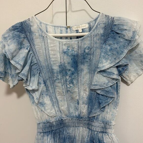 LoveShackFancy Natasha Women’s Mini Dress in Blue Hand Dye. Size P. - Picture 4 of 10
